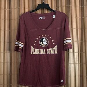 NWT Russell Athletic Maroon Florida State V-Neck Tee